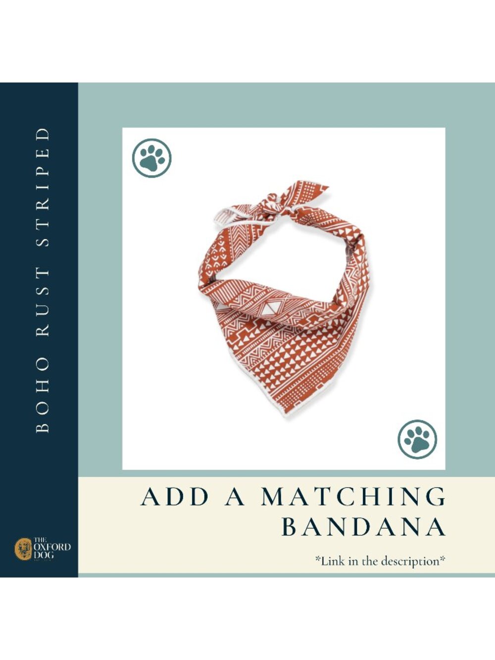 Dog Bandana Dog Mom Gift Pet Accessories Boho Rust Stripe NEW